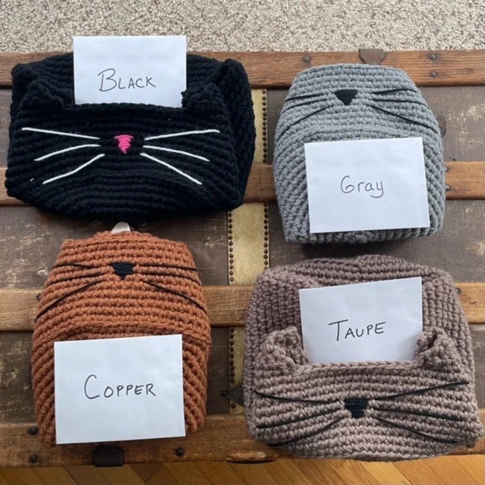 Handmade Artisan NWT Small Cat Bed Copper / Black Nose 11.5β x 4β Crocheted Pet - Picture 4 of 5